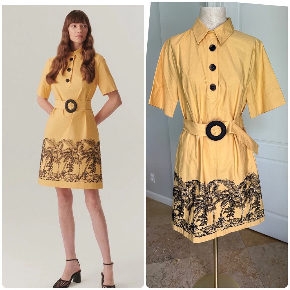 NWT EXQUISE Regular Printed Hem Belted Cotton Dress Sz 6